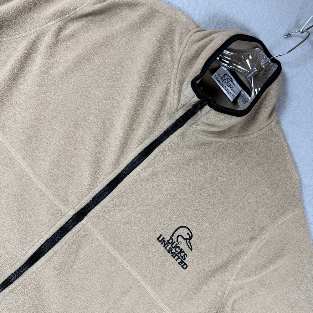 Ducks Unlimited Fleece Jacket Mens XL Tan Outdoor Full Zip Hunting